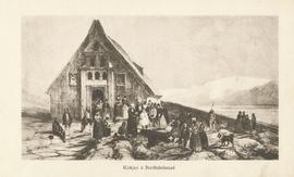 Koparstungur frá Íslandi um1840. Kirkjan á Breiðabólsstað í Fljótshlíð